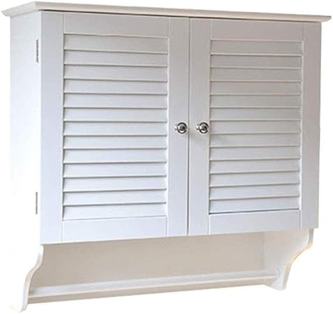 Hemfv Wall Bathroom Cabinet With 1 Adjustable Shelf Towels Bar Over The Toilet Space Saver Storage Cabinet Medicine Cabinet With 2 Doors Cupboard White Amazon Co Uk Kitchen Home