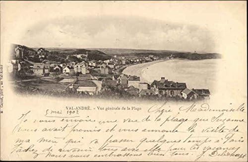 View of Beach and Town Val-Andre, France Original Antique Postcard
