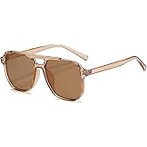 PORADAY Retro Aviator Sunglasses for Women Men Trendy Classic 70s Square Frame Sun Glasses Vintage Aviators Shades