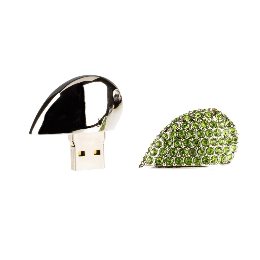 MaXinDa Sliver Forma de Corazón Memoria USB de 16GB/32GB/64GB Memory Drive Cristal de Flash USB Palillo (64GB, Verde)