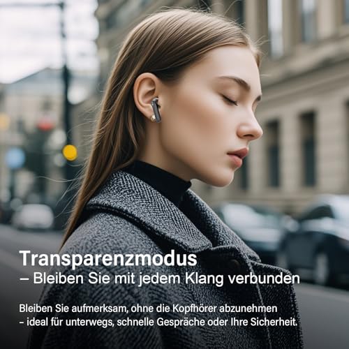 Bluetooth Kopfhörer mit Hybride Aktive Geräuschunterdrückung, In Ear Kopfhörer Kabellos Bluetooth 5.4, 6Mic, 49Std. Wiedergabe, kraftvoller Bass, 8 EQ-Modi, APP-Steuerung, kabelloses Laden, Multipoint