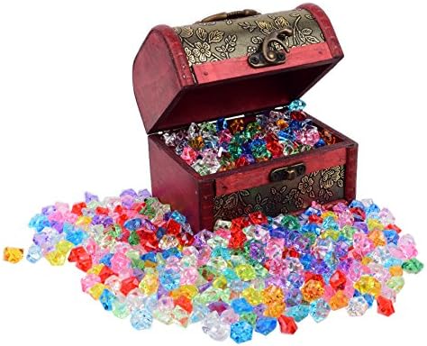 Trekids Pirate Treasure Chest with 360+ pcs Multicolored Acrylic Gemstones for Kids Party Supplies