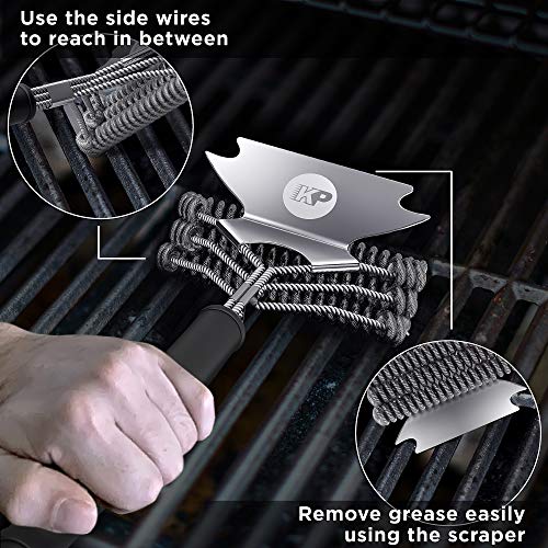 KP 3 in 1 Dream Set Safe Grill Cleaning Kit Bristle Free Grill Brush