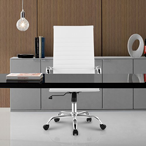 LANGRIA-Sedia-Girevole-da-Ufficio-L-Design-PU-Schienale-Alto-Sedia-Regolabile-in-Altezza-Max-Weight-Capacity-130-kg-Posteriore-Bianco