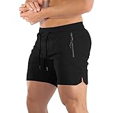 PIDOGYM Men's 5" Gym Workout Shorts,Fitted Jogging Short Pants for Bodybuilding Running Training with Zipper Pockets