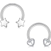 JFORYOU 16G Septum Rings Heart Star Dragon Claws Horseshoe Cartilage Earring Hoop 316L Stainless Steel Helix Daith Earring Nose Septum Ring Piercing Jewelry for Women and Men