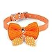 Mokingtop Hot Cute Knit Bowknot Adjustable PU Leather Dog Puppy Pet Collars Necklace (Orange)