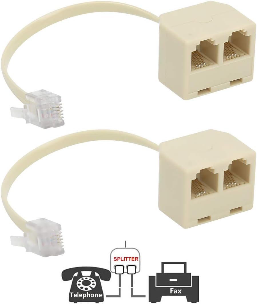 Two Way Telephone Splitters,Uvital Male to 2 Female Converter Cable
