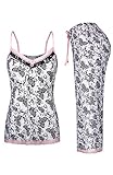 SofiePJ Women's Printed Lace Chemise Sleepwear Capri Set