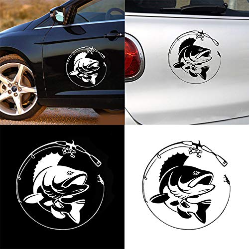interjunzhan Fashion Auto Car Sticker Motorcycle Vehicle Decor Accessory for Fishing Rod Hobby Fish Vinyl White