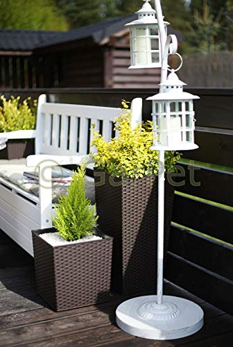 GarPet Pflanzkübel Würfel eckig Rattan Blumenkübel Pflanz Gefäß Blumen Topf 25 30 40 anthrazit 250x250 – Bild 3