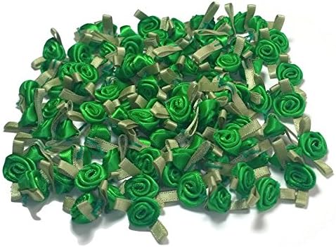 Small Ribbon Roses 100pc Bag - Emerald Green