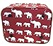 Elephant Print 2 Piece Train Case Cosmetic Set Travel Toiletry Luggage (Burgundy Red)