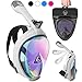 Aleoron - Foldable Snorkel Mask Full Face for Adults - Latest Dry Top System 180 Panoramic Snorkeling Mask with Camera Mount Safe Breathing Anti Fog