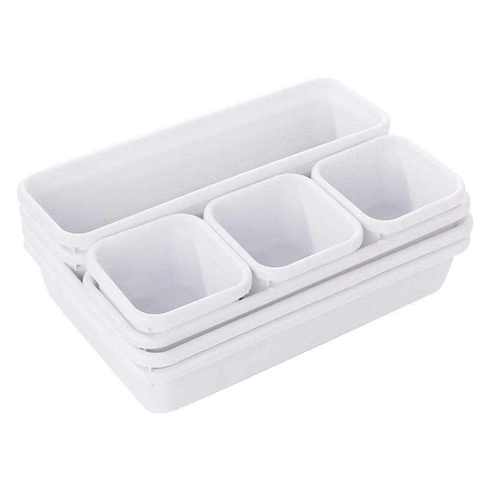 Drawer Organizer Tray Dividers, 8 PCS Interlocking Desk Organizer Tray With Adjustable For Makeup, Bathroom, Office, Kitchen