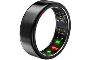 POBOVi Smart Ring for Women Men- Sleep/Fitness/Stress/Heart Rate Tracker- Menstrual Records - 7 Days Battery Life - Wireless Charging - No APP Subscription - iOS & Android Compatible (Black, Size 7)