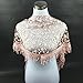 Bolayu Fashion Lace Tassel Sheer Burntout Floral Print Triangle Mantilla Scarf Shawl (Pink1)