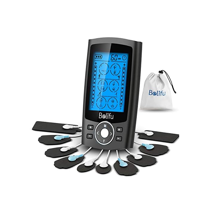 Belifu Dual Channel TENS EMS Unit 24 Modes Muscle Stimulator for Pain Relief Therapy, Electronic Pulse Massager Muscle…
