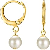 Freshwater Pearl Stud Earrings for Women – Hypoallergenic 925 Silver Plated With 14k Gold Genuine Round White Pearls Elegant Gift for Her