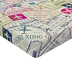 Ambesonne Travel Fitted Sheet Set, Passport and