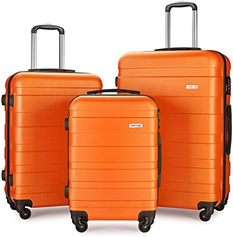 Luggage Set Spinner Hard Shell Suitcase Lightweight Carry On - 3 Piece (20" 24" 28") (Orange3)