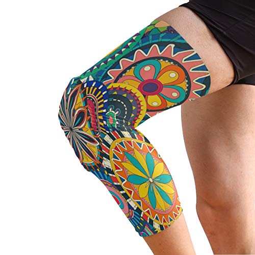 Knee Sleeve Floral Desktop Wallpapers Full Leg Brace Compression Long Sleeves Pads for Meniscus Tear, Arthritis, Running, Workout, Basketball, Sports, Men and Women 1 Pair