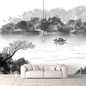 Wall Murals for Bedroom Traditional Chinese Landscape View Large Removable Wallpaper Peel and Stick Wall Stickers - 66x96 inches