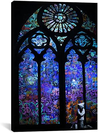 Canvas Champ Banksy Wall Paintings (12" x 8", 1. Stained Glass Window II - Banksy)
