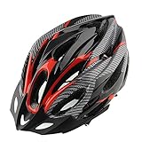 Sedeta® Cycling Bicycle Helmet Honeycomb Type 21 Holes Mountain Bike Racing Breezier Helmet Unisex Safety Protective Carbon with Visor Red Color Free Size Breather Durability Comfortable Cool