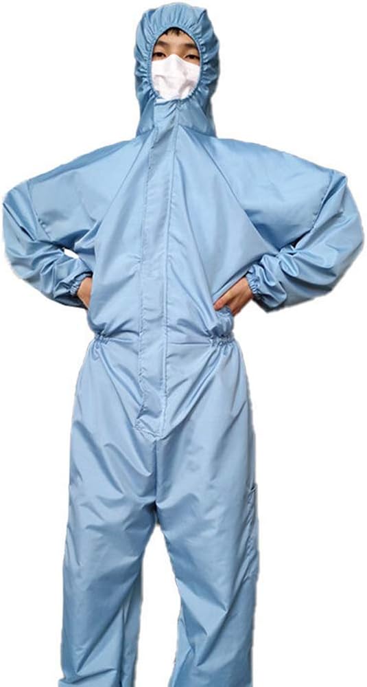 BSTOB Protective Clothing Dust Suit, Protective Clothing Dust Suit Isolation Gown Clothes Polyester Cloth XL Blue