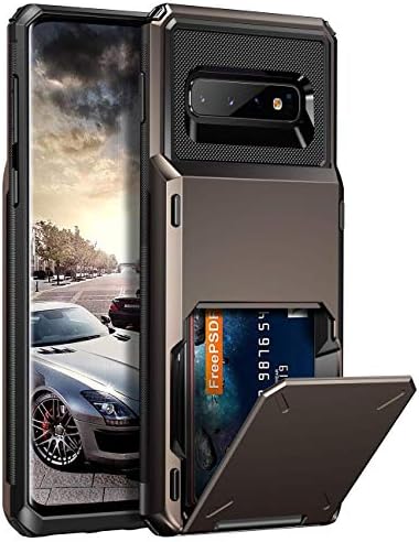 ELOVEN Case for Galaxy S10 Case Card Slot Shock Absorption Wallet Card Holder Hidden Credit Card ID Cover Heavy Duty Drop Protection Rugged Bumper Protective Cover for Samsung Galaxy S10,Gun Metal