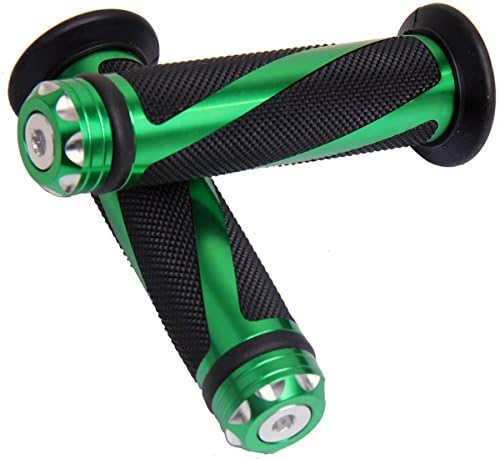 Green Motorcycle 7/8" 22mm Handle Bar Grips with End for 2017 BMW G310R