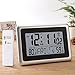 OCEST Digital Wall Clock,Desk Alarm Clock Large LCD Display Battery Operated with Wireless Sensor Indoor/Outdoor Temperature Date Calendar Snooze Table Standing (Silver)
