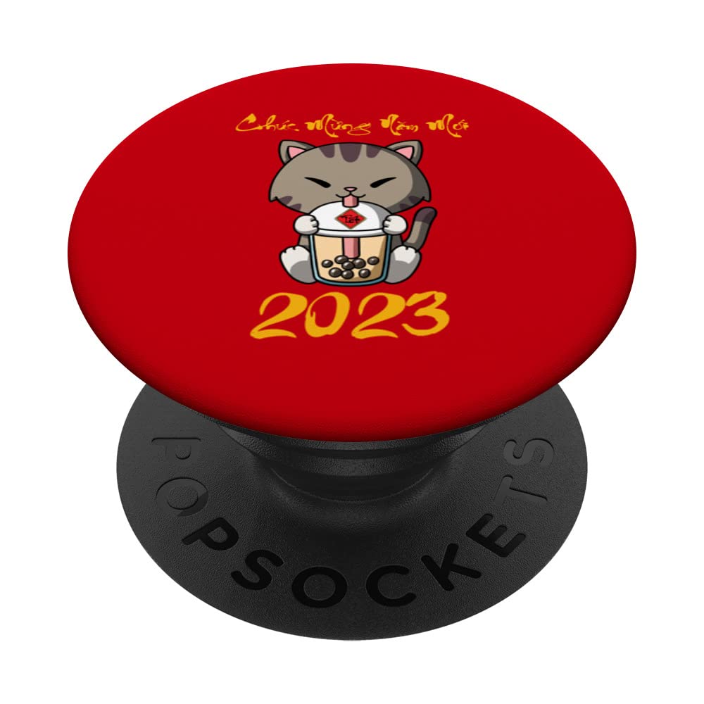 Vietnamese New Year Tet Viet Cat Chuc Mung Nam Moi Boba Tea PopSockets Swappable PopGrip