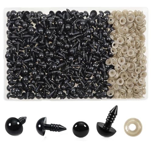 TOAOB 300pcs 10mm Safety Eyes for Amigurumis Craft Crochet Eyes with 300pcs Washers Black Doll Eyes for Crocheting Stuffed Animals Bears Doll Making