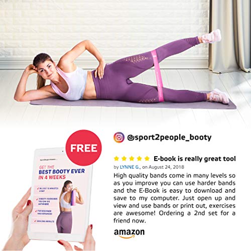 image for sport2people Set of 4 Exercise Resistance Loop Bands with 2 Workout E-