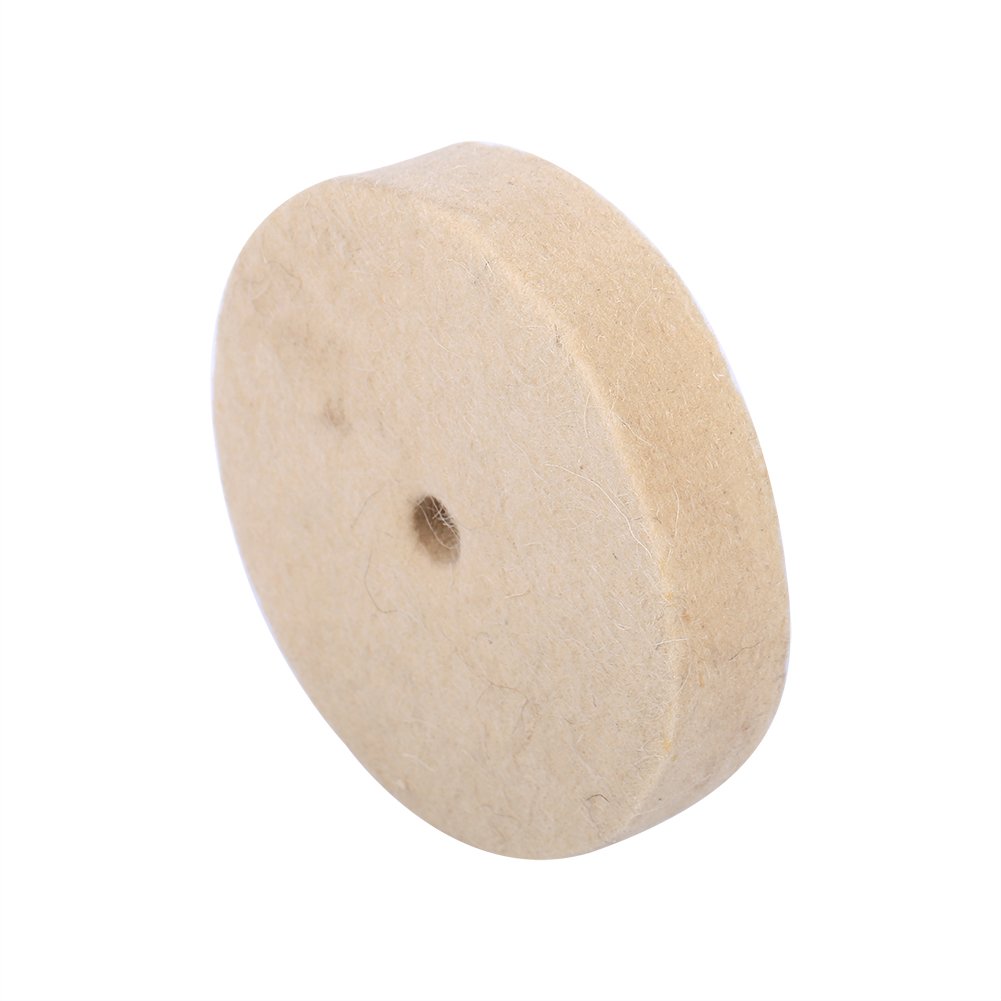 Set of 4 round wheels, soft felt, wool, polishing, buffing, grinding, polisher pad, 100 mm x 25 mm, beige