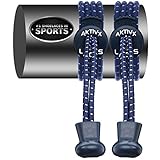 AKTIVX SPORTS LACES – No Tie Shoelaces that Lock – Replacement Elastic Shoelaces, Athletic Laces for Running Gear Accessories, Mens Womens or Kids Shoes, Fitness Exercise Equipment (Navy)