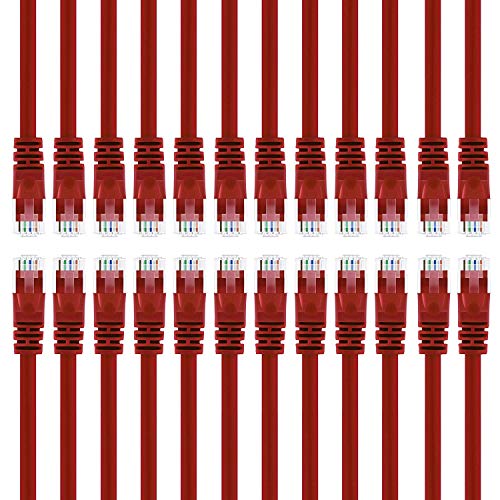 GearIT 24-Pack, Cat 6 Ethernet Cable Cat6 Snagless Patch 1 Foot - Snagless RJ45 Computer LAN Network Cord, Red - Compatible with 24 48 Port Switch POE Rackmount 24port Gigabit