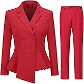 YUNCLOS Womens Suits 2 Piece Set Business Casual Double Breasted Blazer and Pantsuits for Work Office