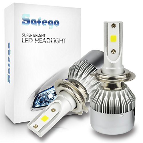 Safego H7 72w LED Headlight Kit Bulbs COB Chip 7200lm Car LED Headlight Bulbs Lamp Conversion Kit 12v Replace for Halogen or HID Bulbs C6-H7