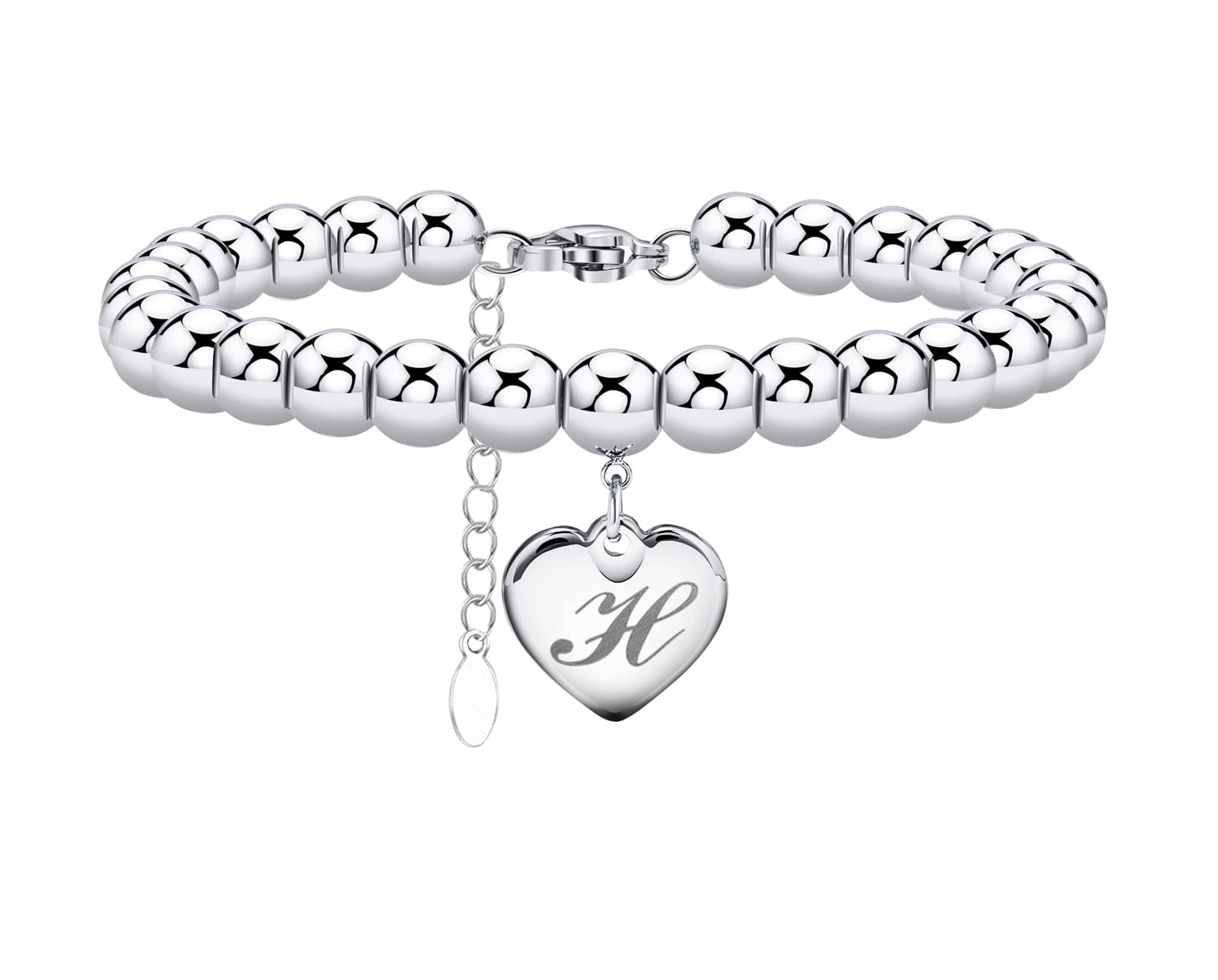 Monily Initial Bracelet for Women Heart Tag Bead
