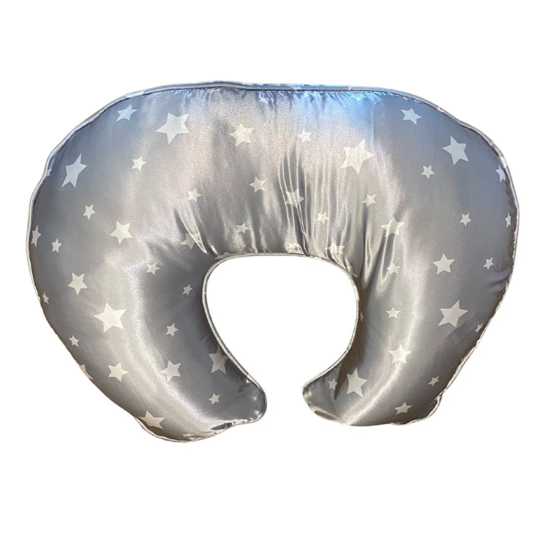 Mane by Tim & Tam SATIN NURSING PILLOW COVER (GREY STARS)