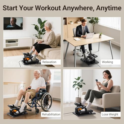 Elliptical Machine, آلة بيومية, Under Desk Ellipse, Leg Exerciser for Senior, Quiet and Compact Electric Seated Pedal Exerciser, for Home with Display Monitor, Remote Control and 12 Adjustable Speeds