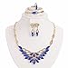 Moochi 18K Gold Plated Oval Beads Scrafe Pattern Necklace Earrings Ring Bracelet Jewelry Set