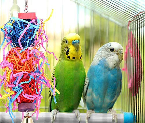 INDREMY Bird Chewing Toys Shredder for Chewing & Foraging Keep Bird Busy Parrot Cage Bite Toys Suggested for African Grey Cockatoos Parrot Bird Foraging Hanging Toy