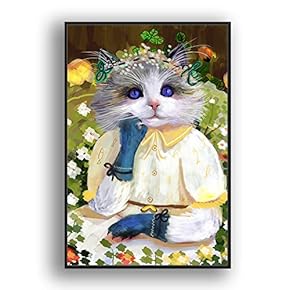 Framed Canvas Wall Art for Living Room, Bedroom Funny Cats Abstract Oil Painting Features Canvas Prints for Home Decoration Ready to Hanging - 16x24 inches