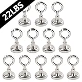 FICBOX 12 Pack Powerful Heavy Duty Neodymium Magnetic Hooks with Eyebolt, Strong, Permanent, Rare Earth Magnets,12 LB Pulling Forces for Multi-Use