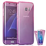 Samsung Galaxy S7 Edge Case, AMASELL [Full-Body 360 Coverage protective] Scratch-Resistant Crystal Soft TPU Silicone Rubber Cover, Pink Purple