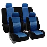 FH-FB060114 Trendy Elegance Car Seat Covers, Airbag compatible and Split Bench, Blue / Black color